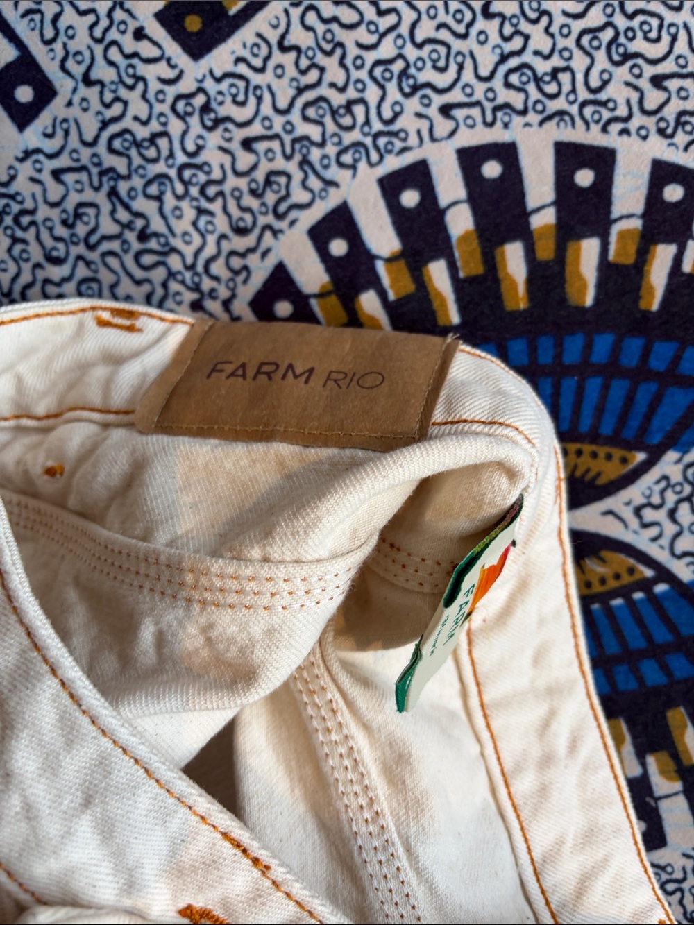 FARM Rio Cream Button-Front Mini Skirt with Contrast Stitching - Picture 9 of 11